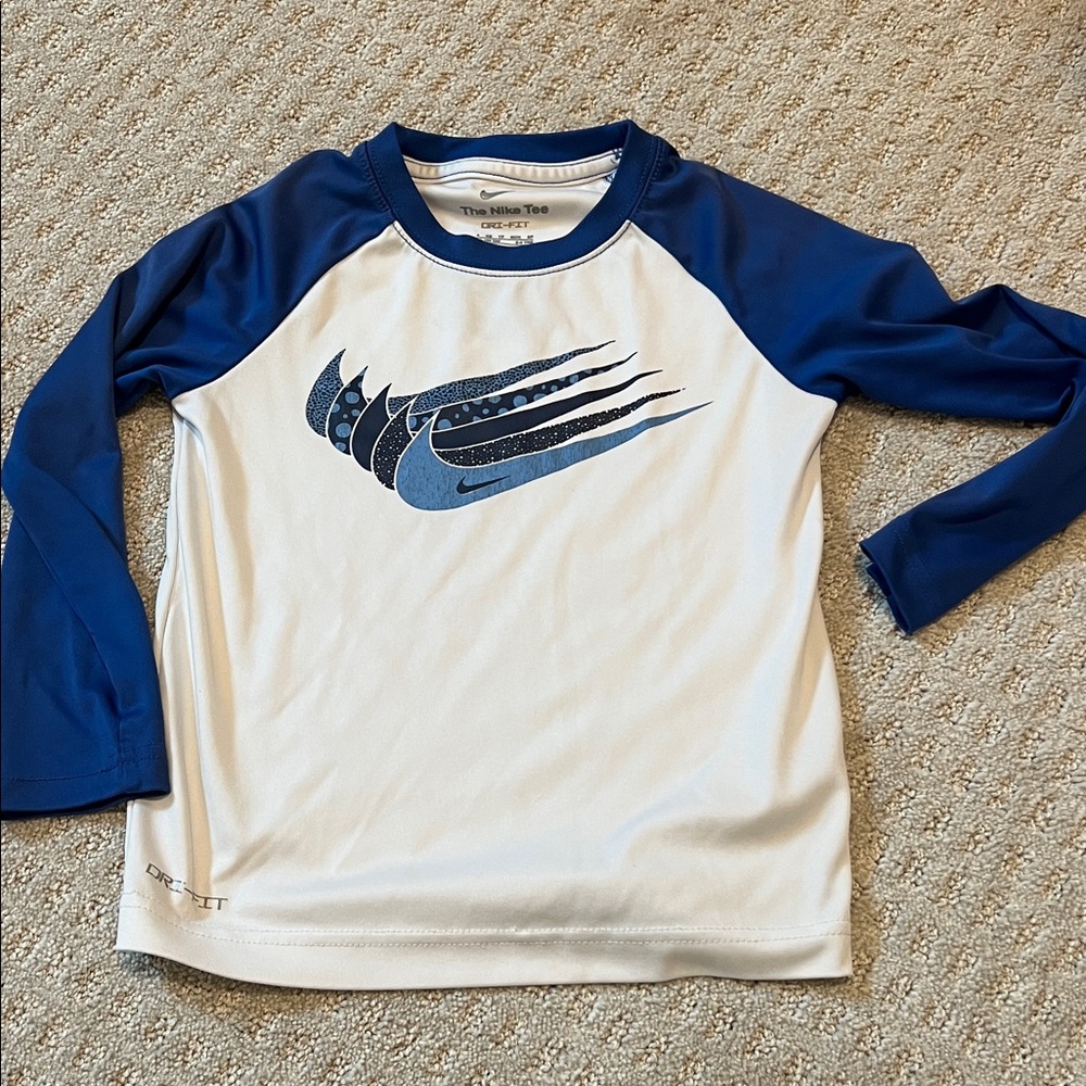 Nike Kids Long Sleeve Shirt in Blue and White